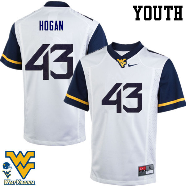 NCAA Youth Luke Hogan West Virginia Mountaineers White #43 Nike Stitched Football College Authentic Jersey RK23N01WG